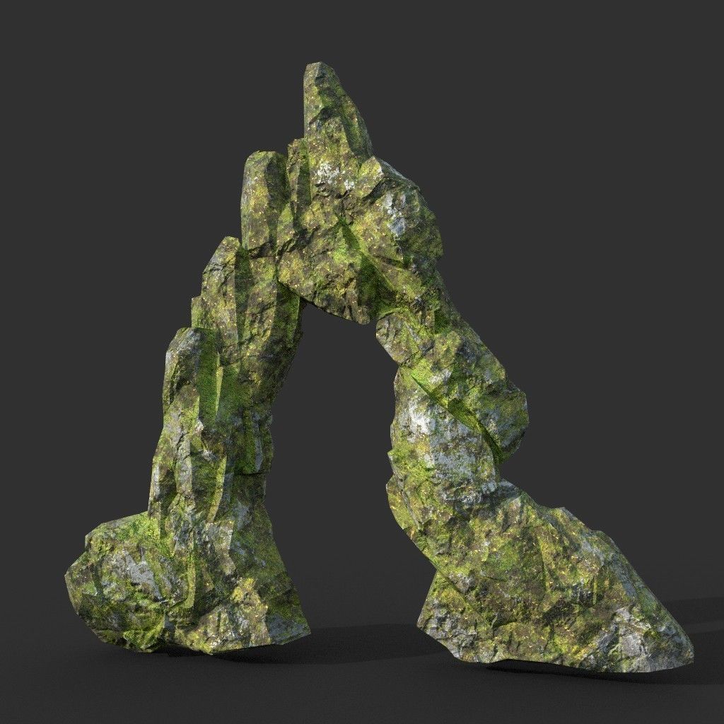 Low poly Mossy Rock Formation Pack 191221 Low-poly 3D model_22