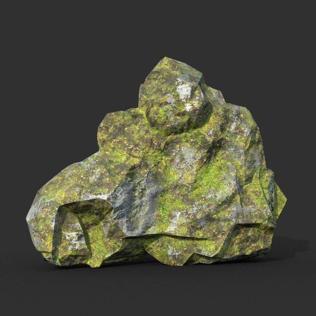 Low poly Mossy Rock Formation Pack 191221 Low-poly 3D model_14