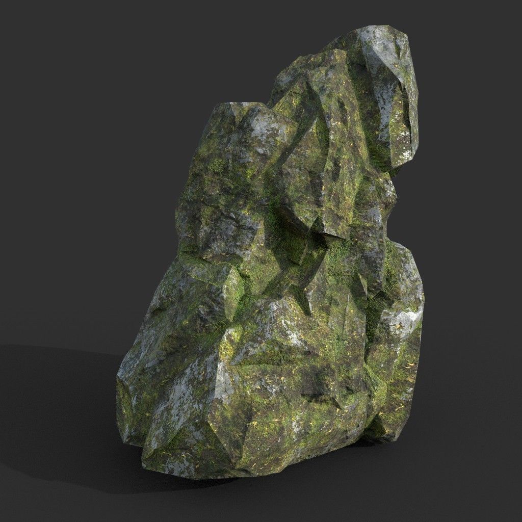 Low poly Mossy Rock Formation Pack 191221 Low-poly 3D model_27