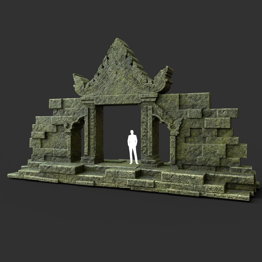 Low poly Mossy Mossy Ruin Asia Temple Pack Low-poly 3D model_38