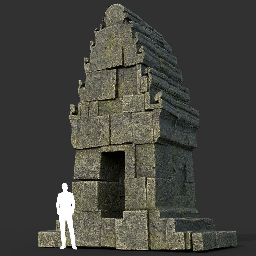 Low poly Mossy Mossy Ruin Asia Temple Pack Low-poly 3D model_34