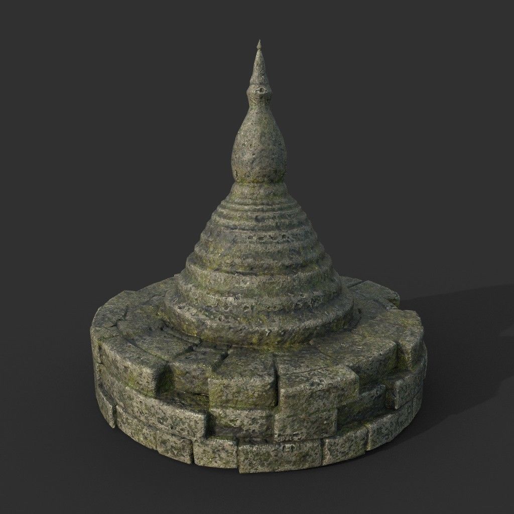 Low poly Mossy Mossy Ruin Asia Temple Pack Low-poly 3D model_3