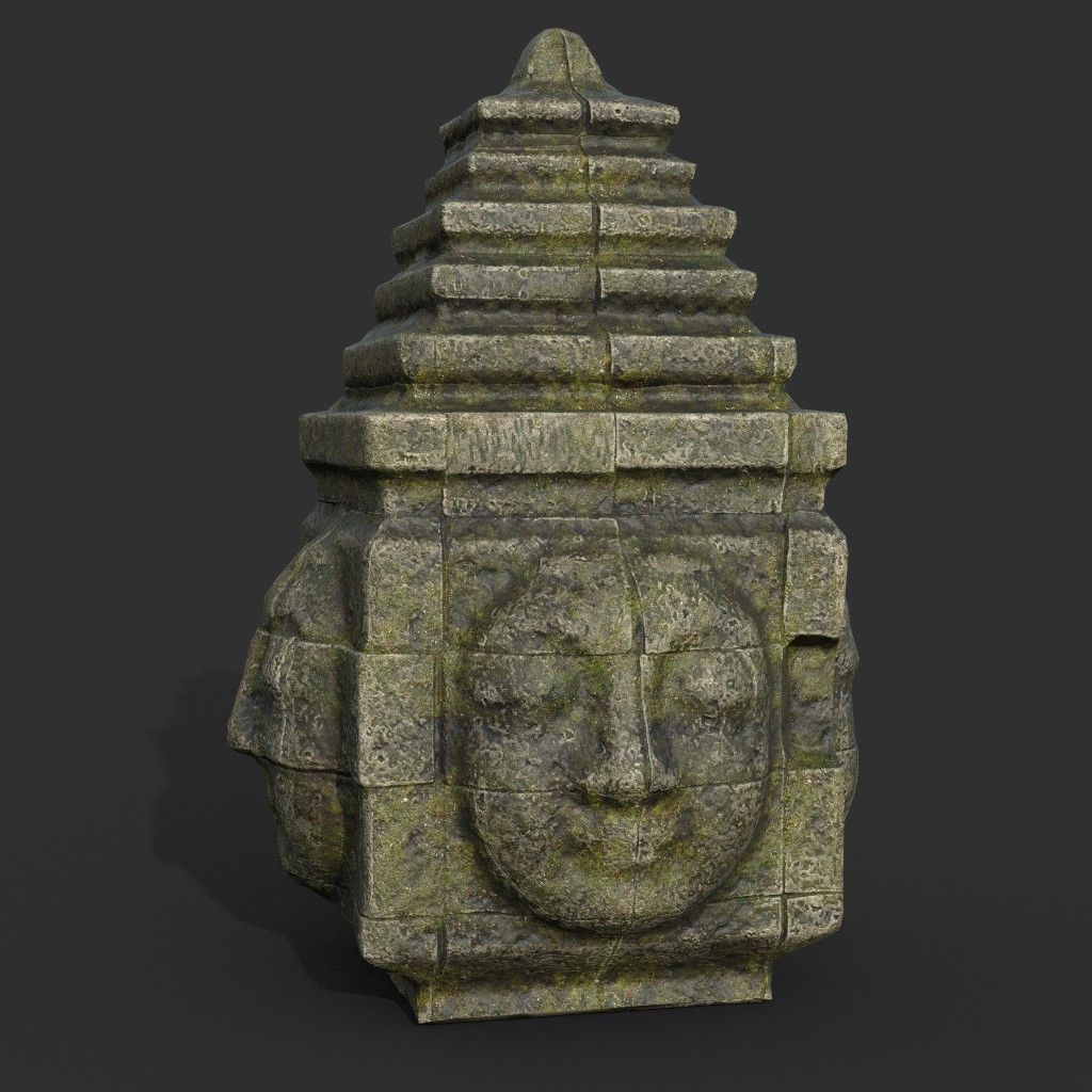 Low poly Mossy Mossy Ruin Asia Temple Pack Low-poly 3D model_11