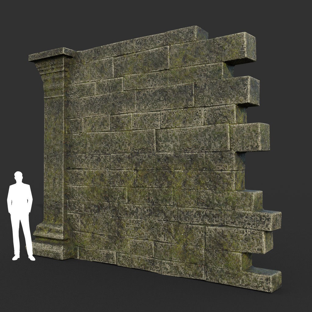 Low poly Mossy Mossy Ruin Asia Temple Pack Low-poly 3D model_26