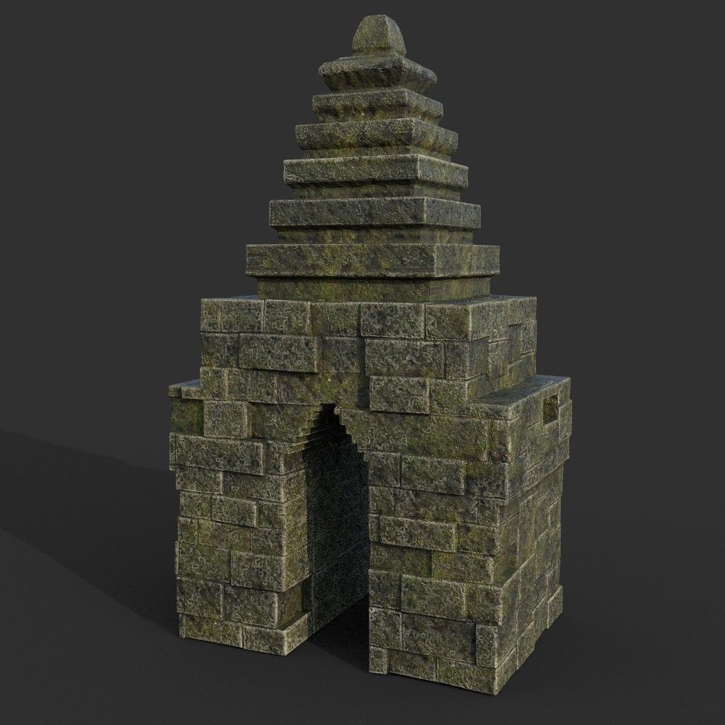 Low poly Mossy Mossy Ruin Asia Temple Pack Low-poly 3D model_24