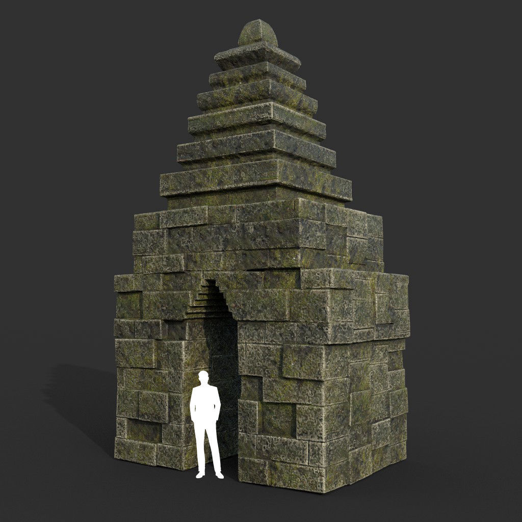 Low poly Mossy Mossy Ruin Asia Temple Pack Low-poly 3D model_22