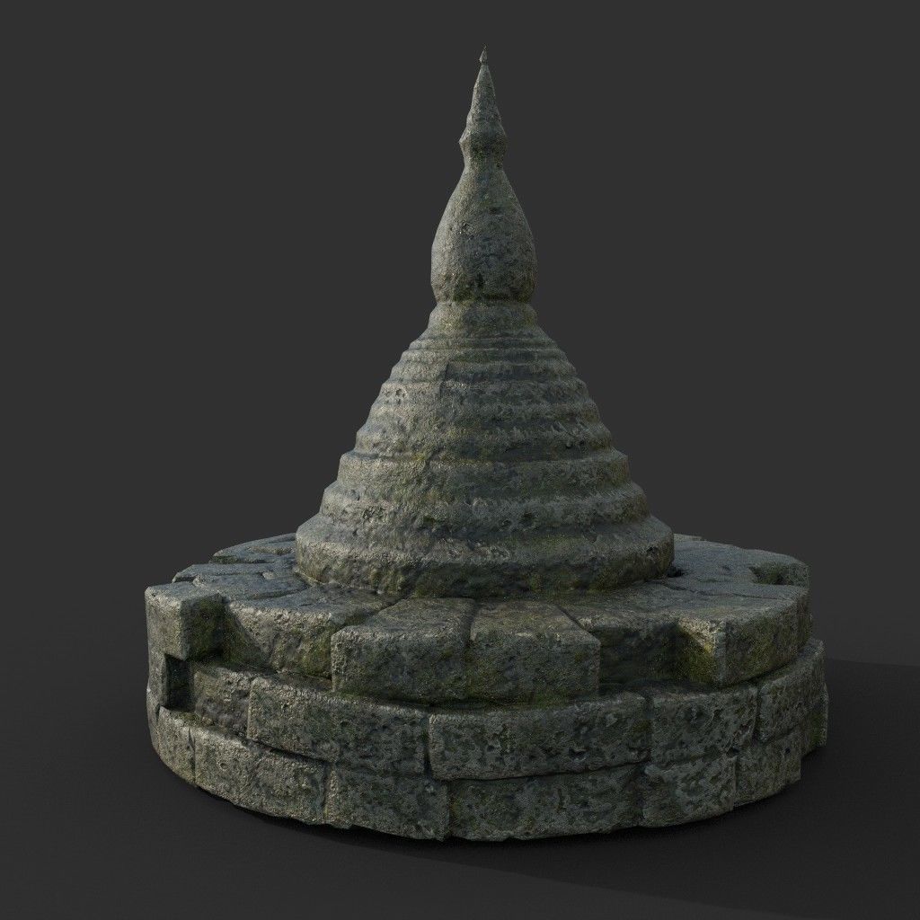 Low poly Mossy Mossy Ruin Asia Temple Pack Low-poly 3D model_4