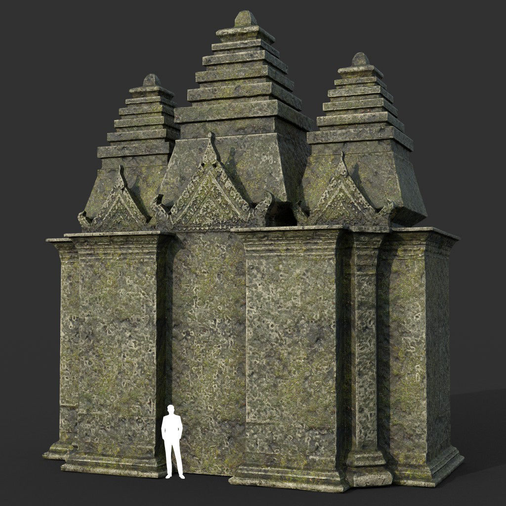 Low poly Mossy Mossy Ruin Asia Temple Pack Low-poly 3D model_6