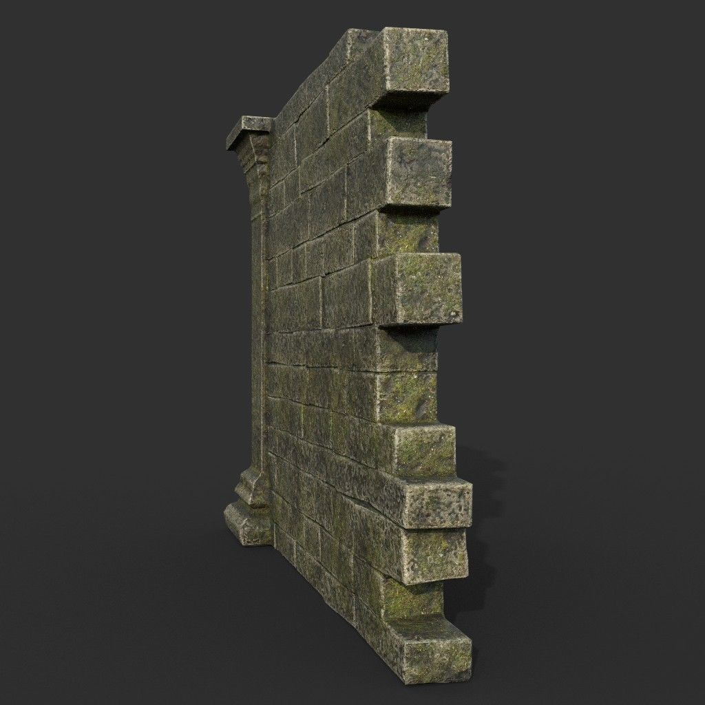 Low poly Mossy Mossy Ruin Asia Temple Pack Low-poly 3D model_27