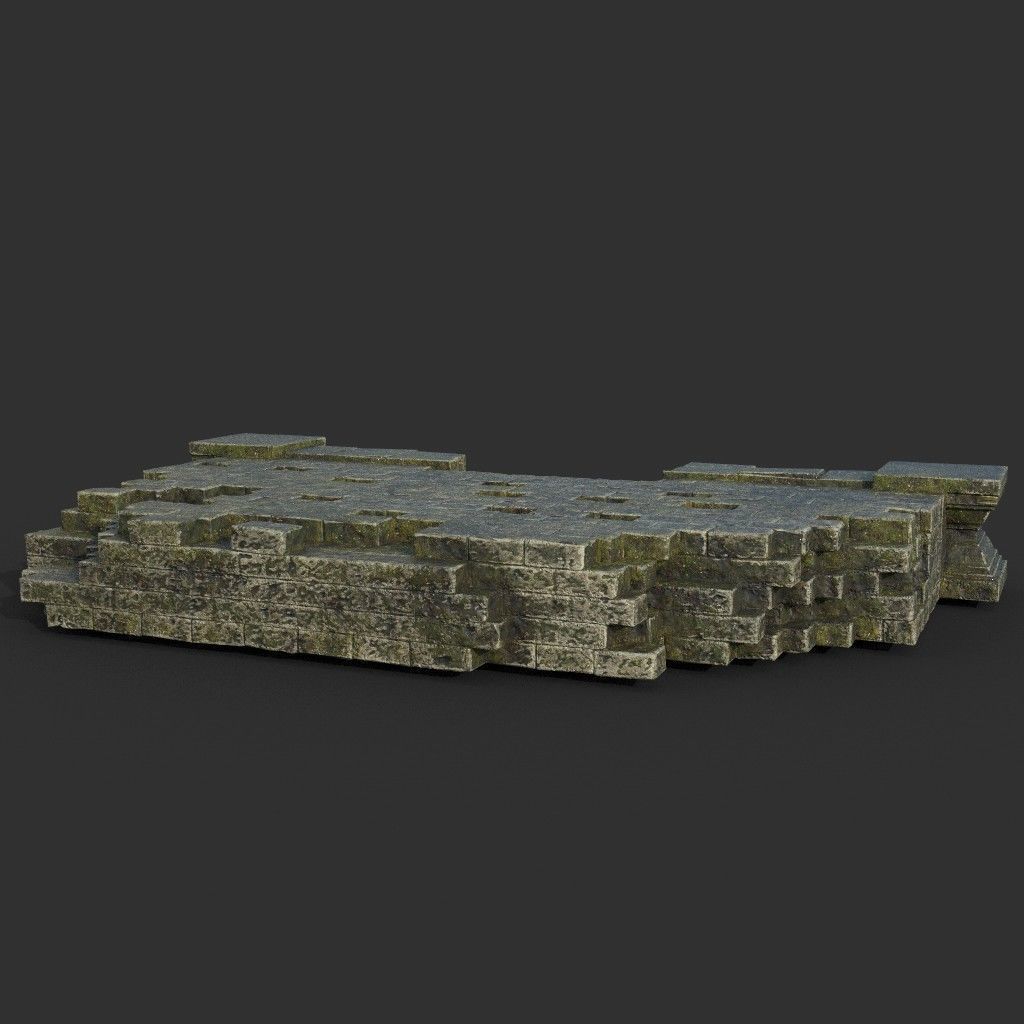 Low poly Mossy Mossy Ruin Asia Temple Pack Low-poly 3D model_20
