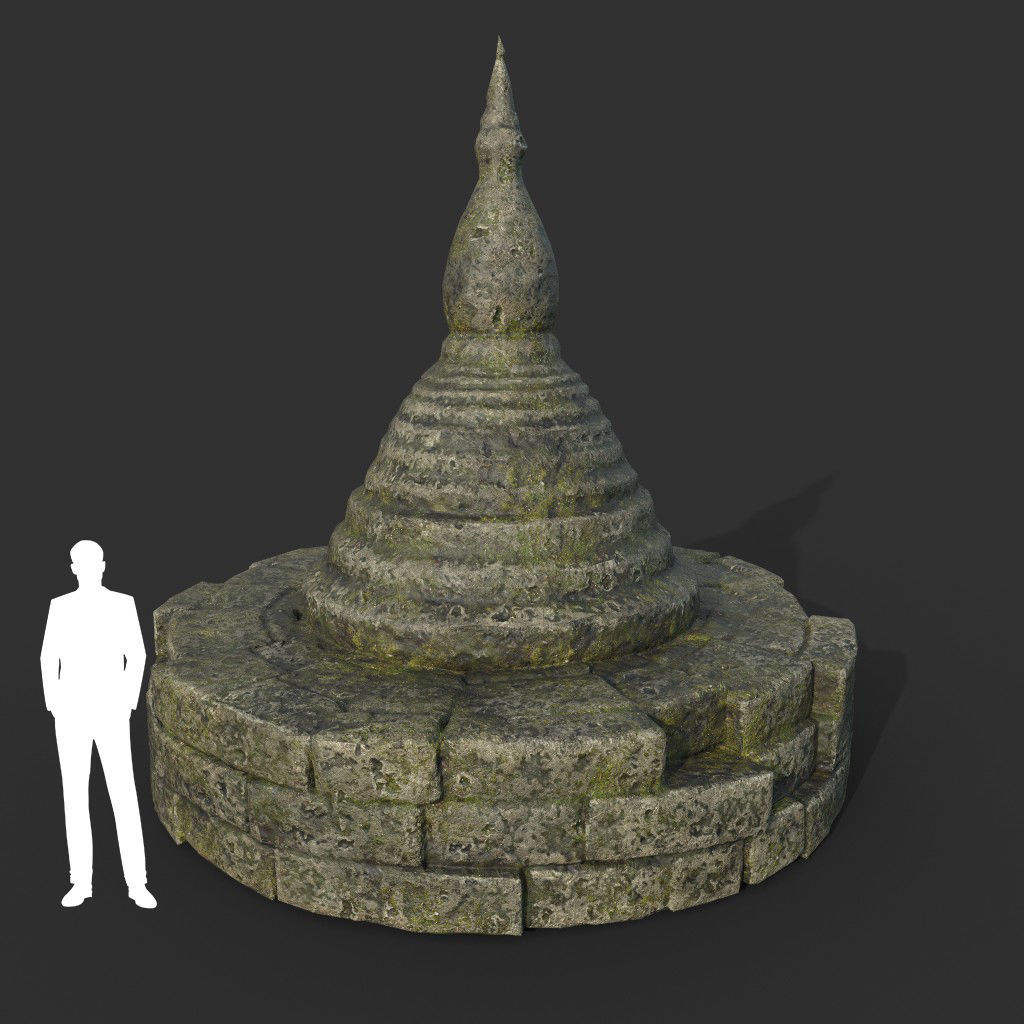 Low poly Mossy Mossy Ruin Asia Temple Pack Low-poly 3D model_2