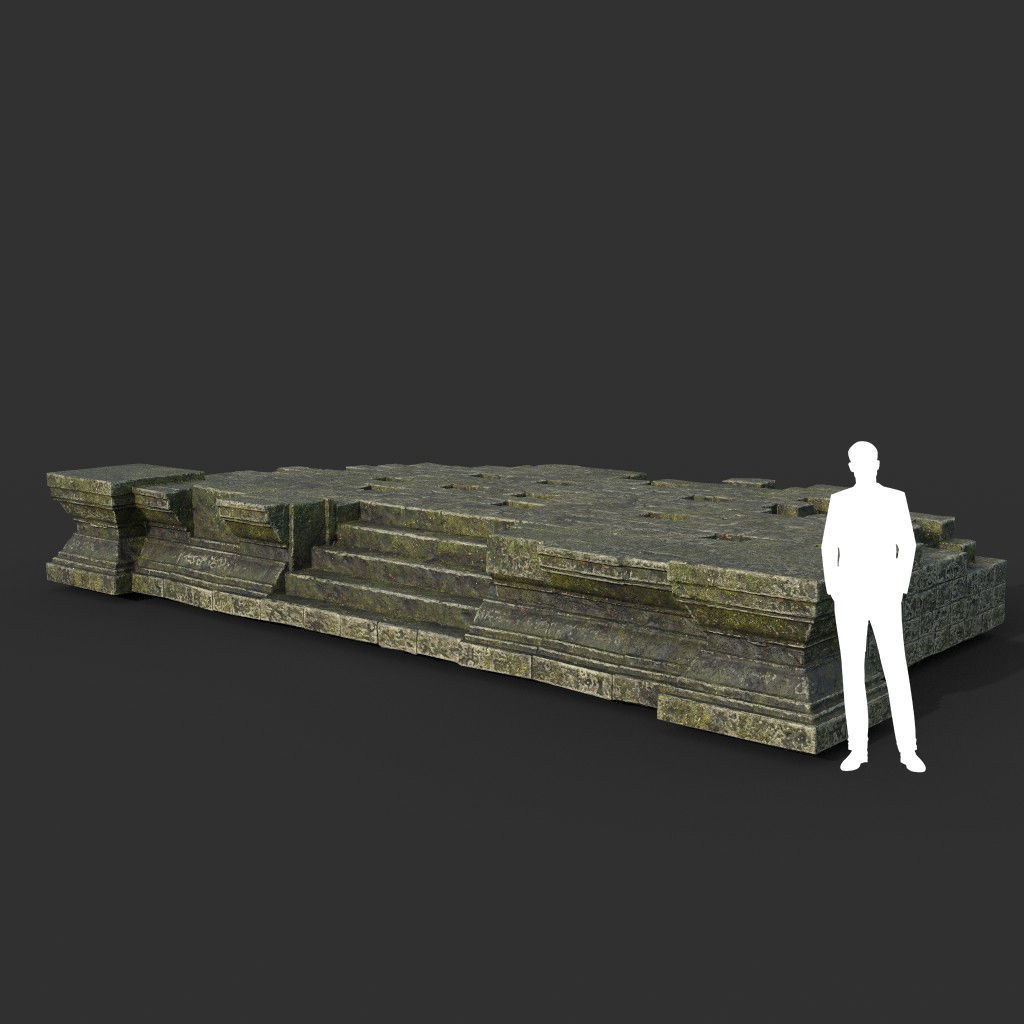 Low poly Mossy Mossy Ruin Asia Temple Pack Low-poly 3D model_18