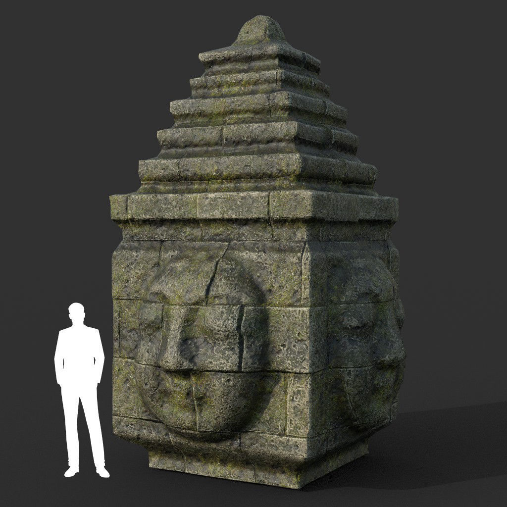 Low poly Mossy Mossy Ruin Asia Temple Pack Low-poly 3D model_10