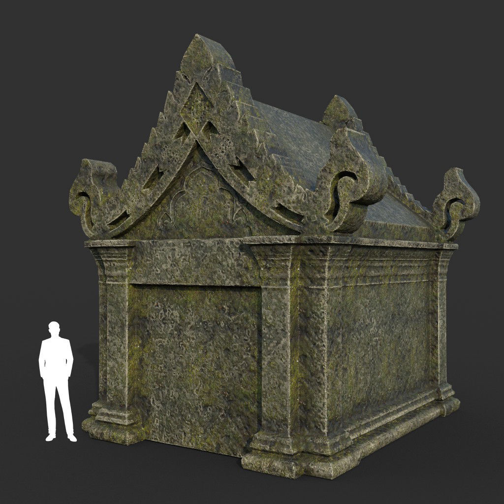 Low poly Mossy Mossy Ruin Asia Temple Pack Low-poly 3D model_14