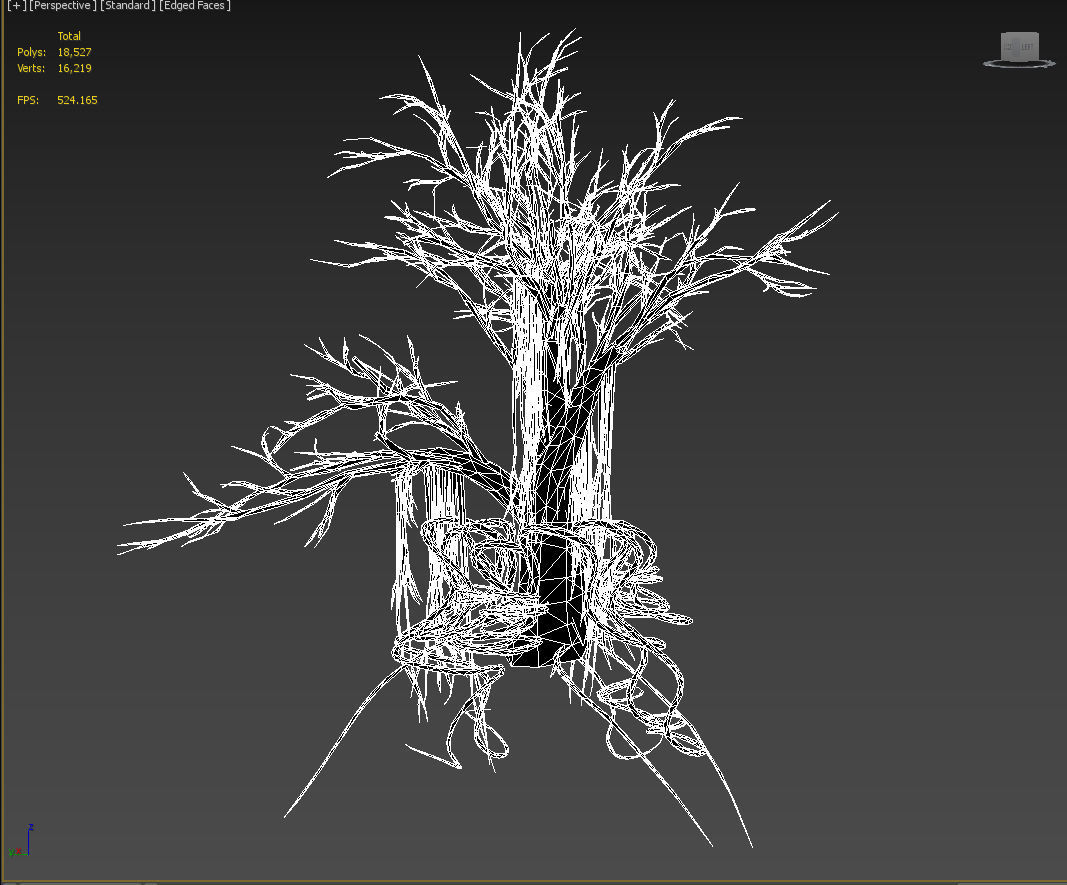 Low poly Mossy Jungle Dead Tree Low-poly 3D model_29