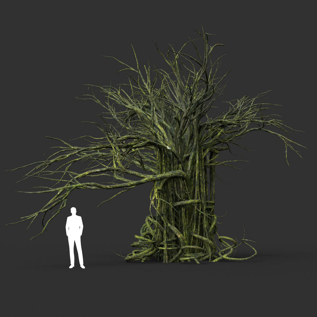 Low poly Mossy Jungle Dead Tree Low-poly 3D model_30