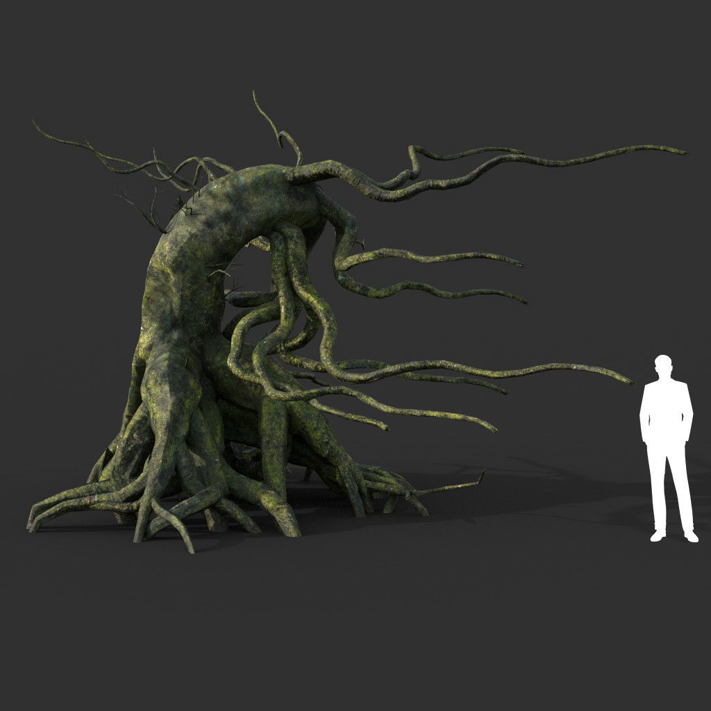 Low poly Mossy Jungle Dead Tree Low-poly 3D model_18