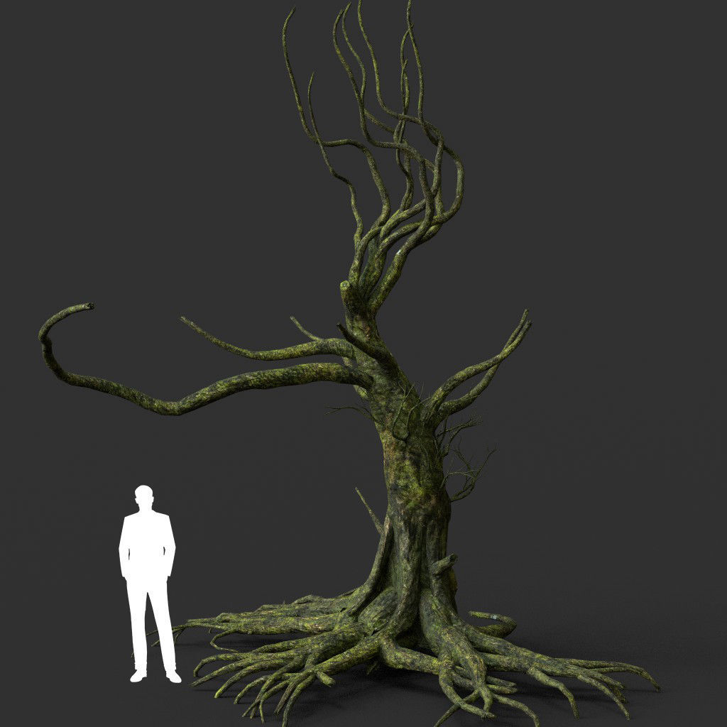 Low poly Mossy Jungle Dead Tree Low-poly 3D model_6