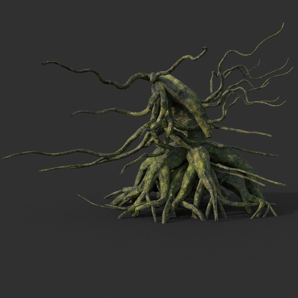 Low poly Mossy Jungle Dead Tree Low-poly 3D model_19