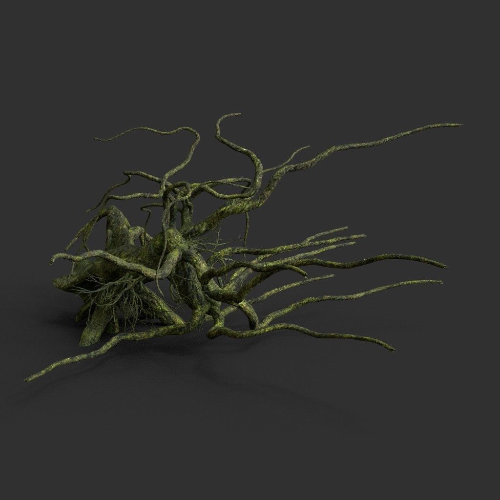 Low poly Mossy Jungle Dead Tree Low-poly 3D model_15