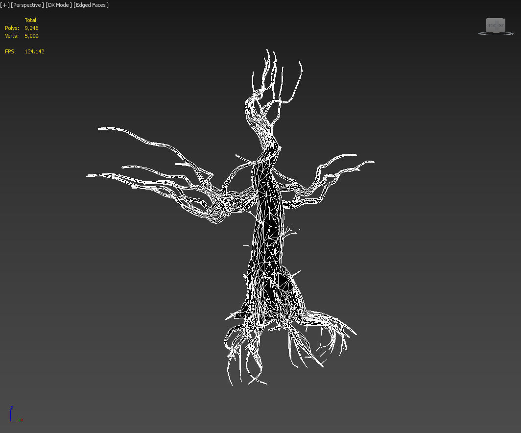 Low poly Mossy Jungle Dead Tree Low-poly 3D model_13