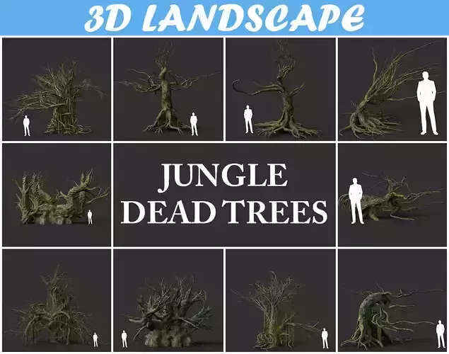 Low poly Mossy Jungle Dead Tree