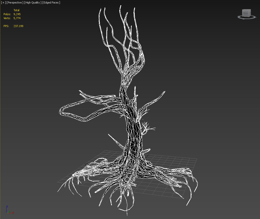 Low poly Mossy Jungle Dead Tree Low-poly 3D model_9