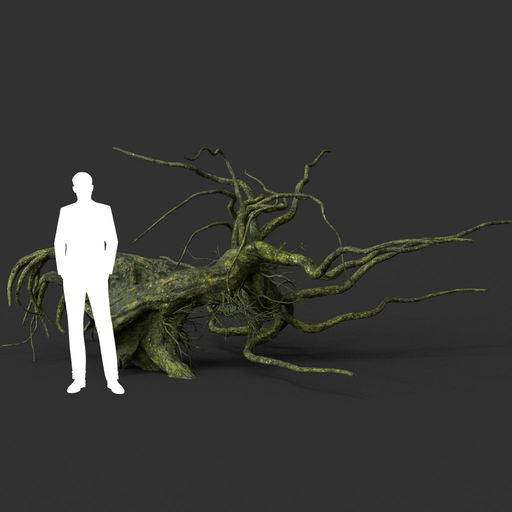 Low poly Mossy Jungle Dead Tree Low-poly 3D model_14