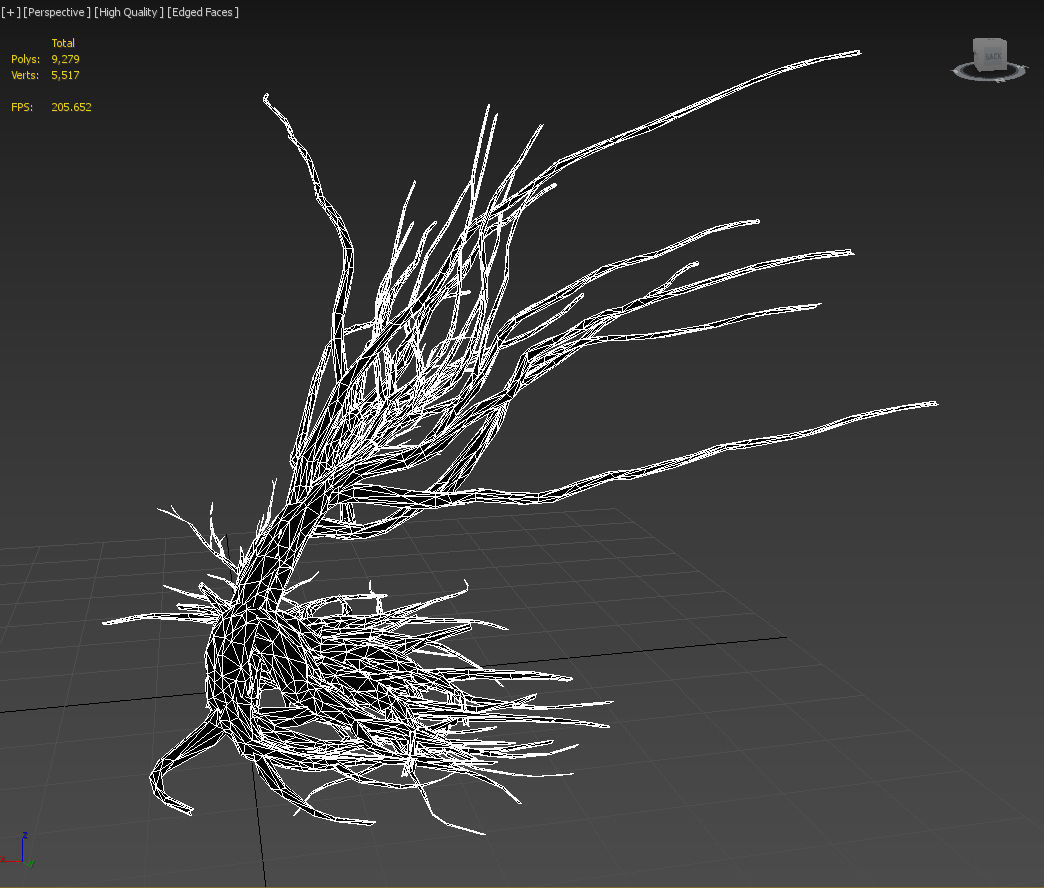 Low poly Mossy Jungle Dead Tree Low-poly 3D model_5