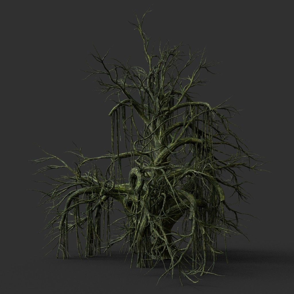 Low poly Mossy Jungle Dead Tree Low-poly 3D model_23
