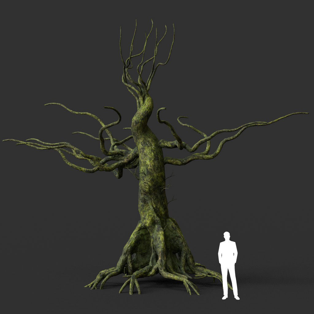 Low poly Mossy Jungle Dead Tree Low-poly 3D model_10