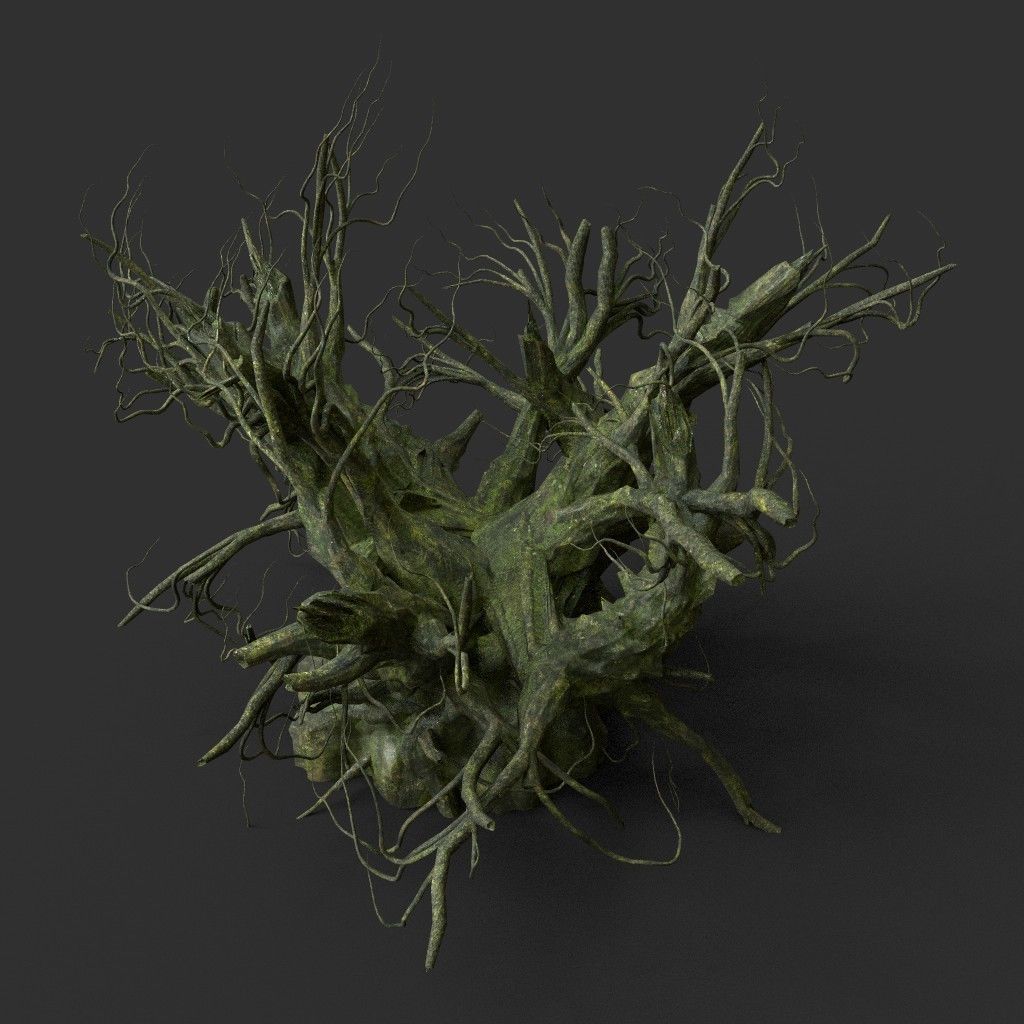Low poly Mossy Jungle Dead Tree Low-poly 3D model_36