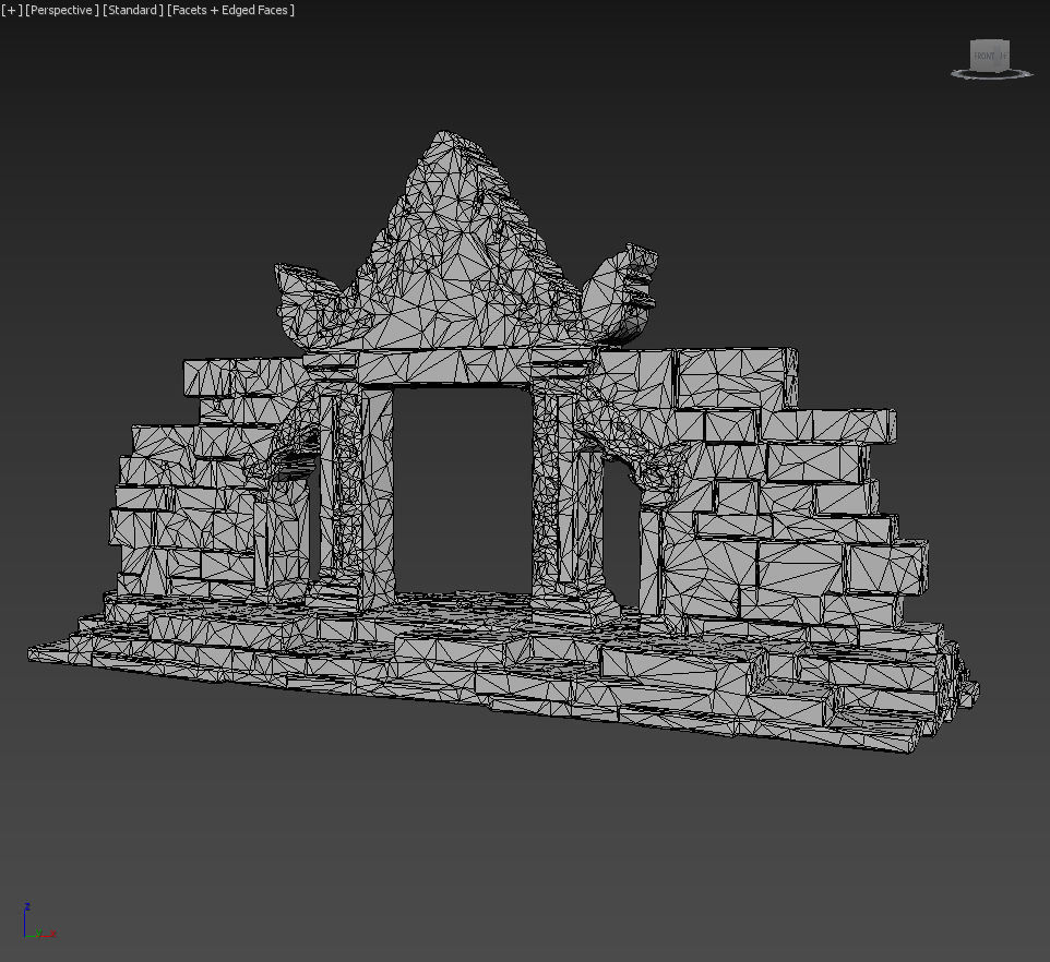 Low poly Mossy Brick Ruin Asia Temple Pack Low-poly 3D model_41