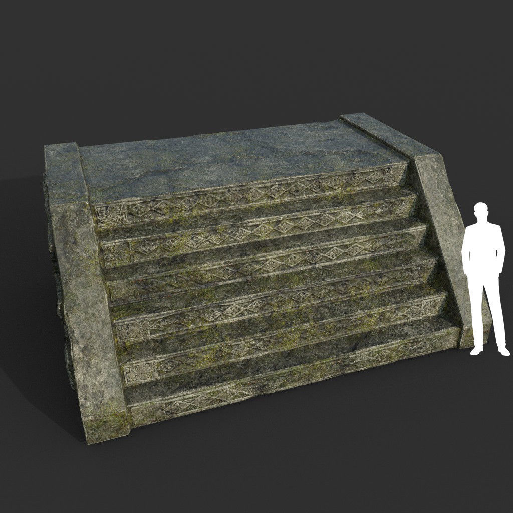 Low poly Mayan Inca Ruin Temple Modular Pack Low-poly 3D model_33