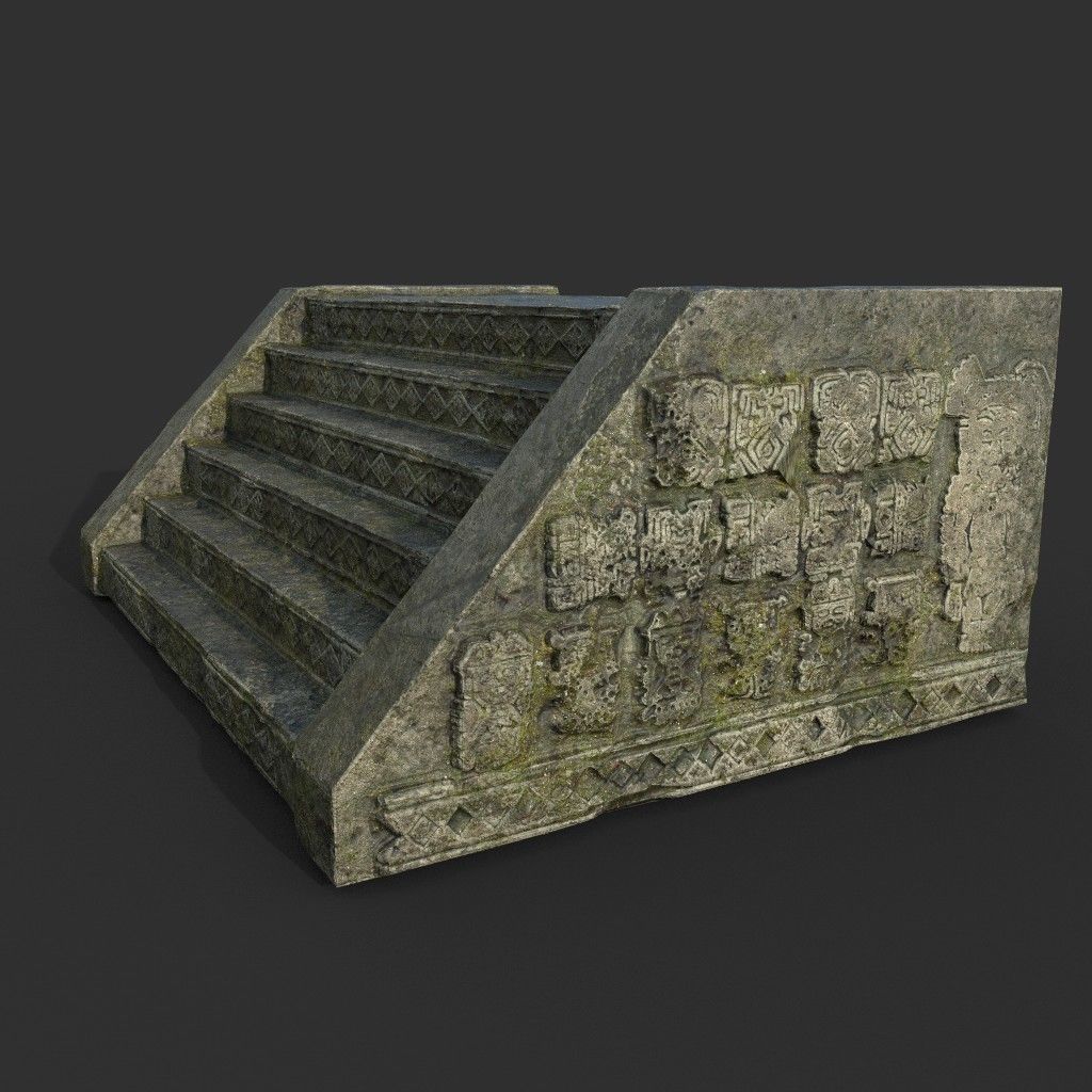 Low poly Mayan Inca Ruin Temple Modular Pack Low-poly 3D model_35