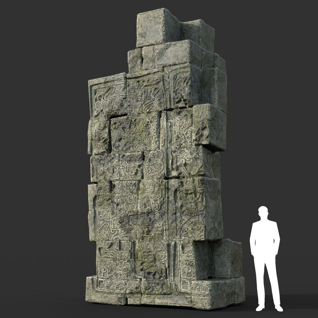 Low poly Mayan Inca Ruin Temple Modular Pack Low-poly 3D model_1