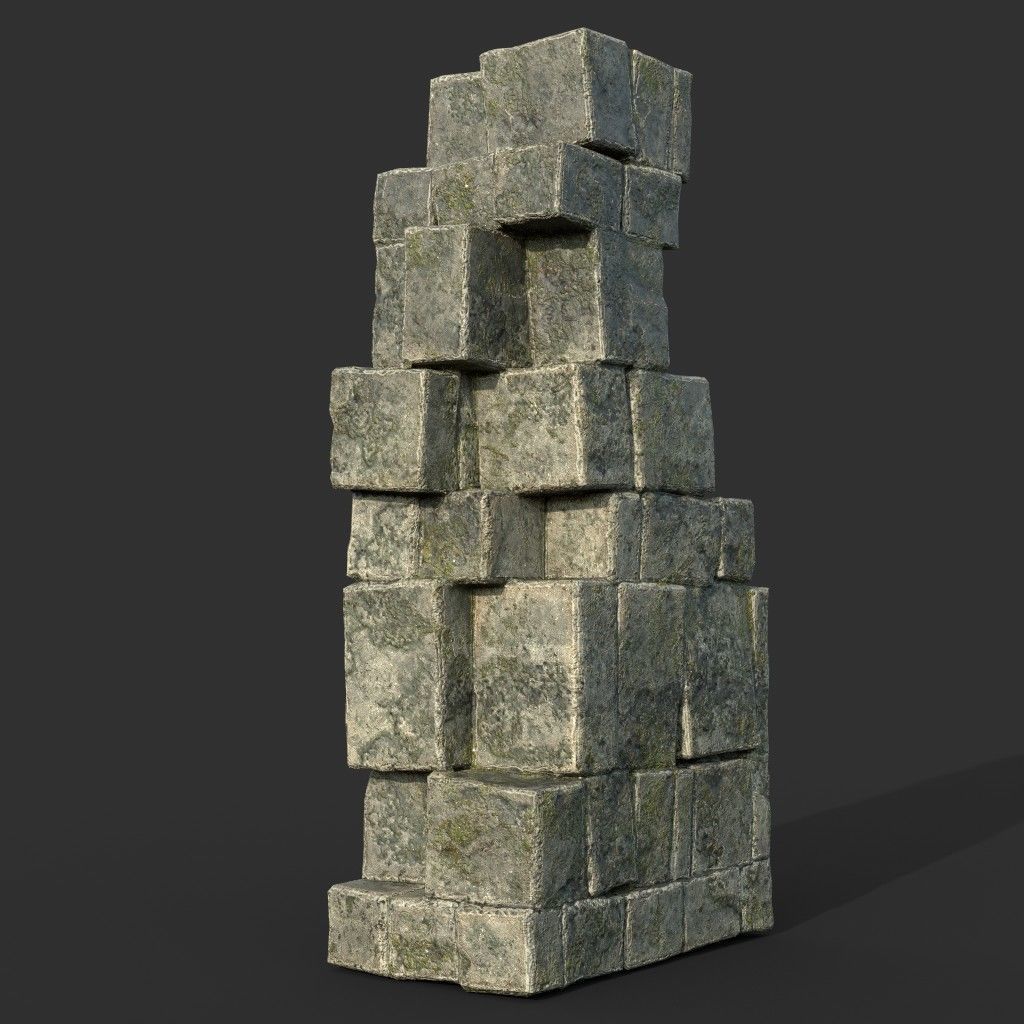 Low poly Mayan Inca Ruin Temple Modular Pack Low-poly 3D model_2