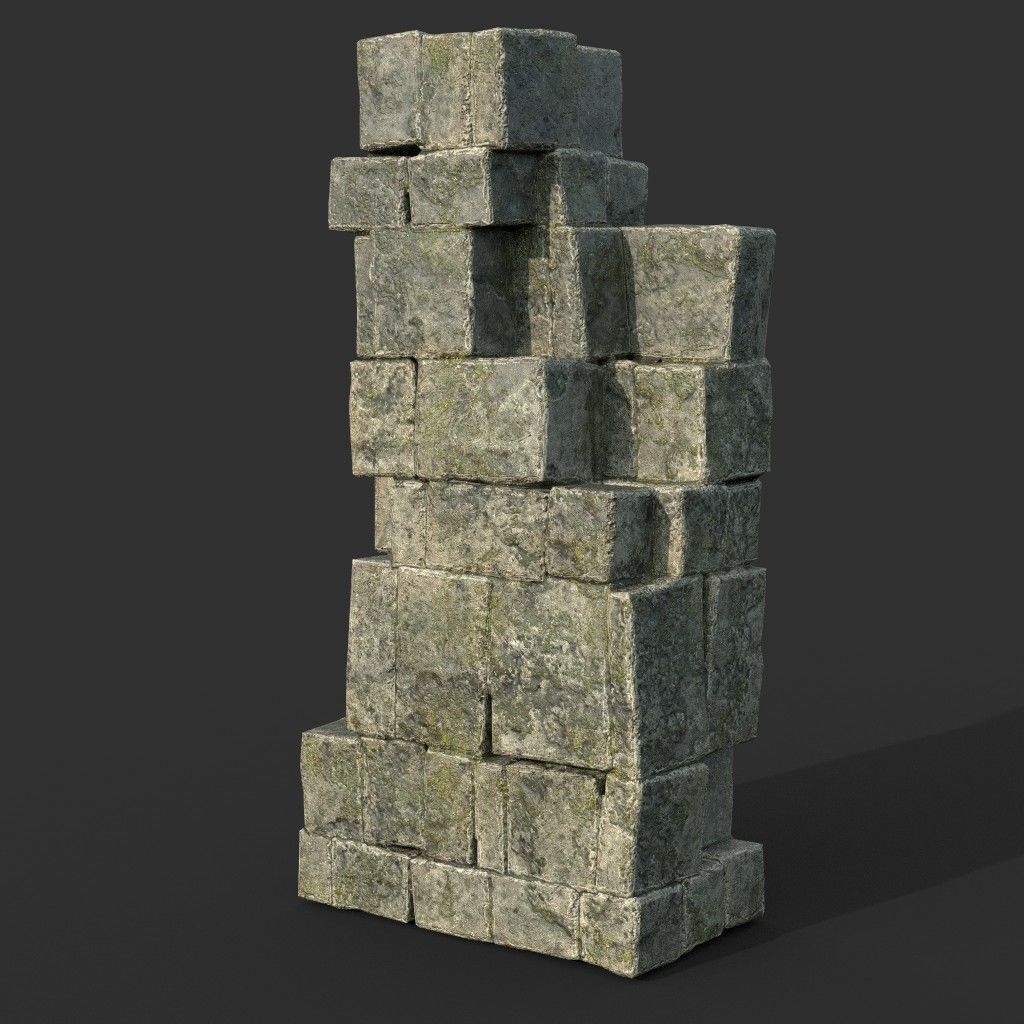 Low poly Mayan Inca Ruin Temple Modular Pack Low-poly 3D model_3