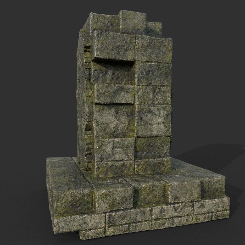Low poly Mayan Inca Ruin Temple Modular Pack Low-poly 3D model_22