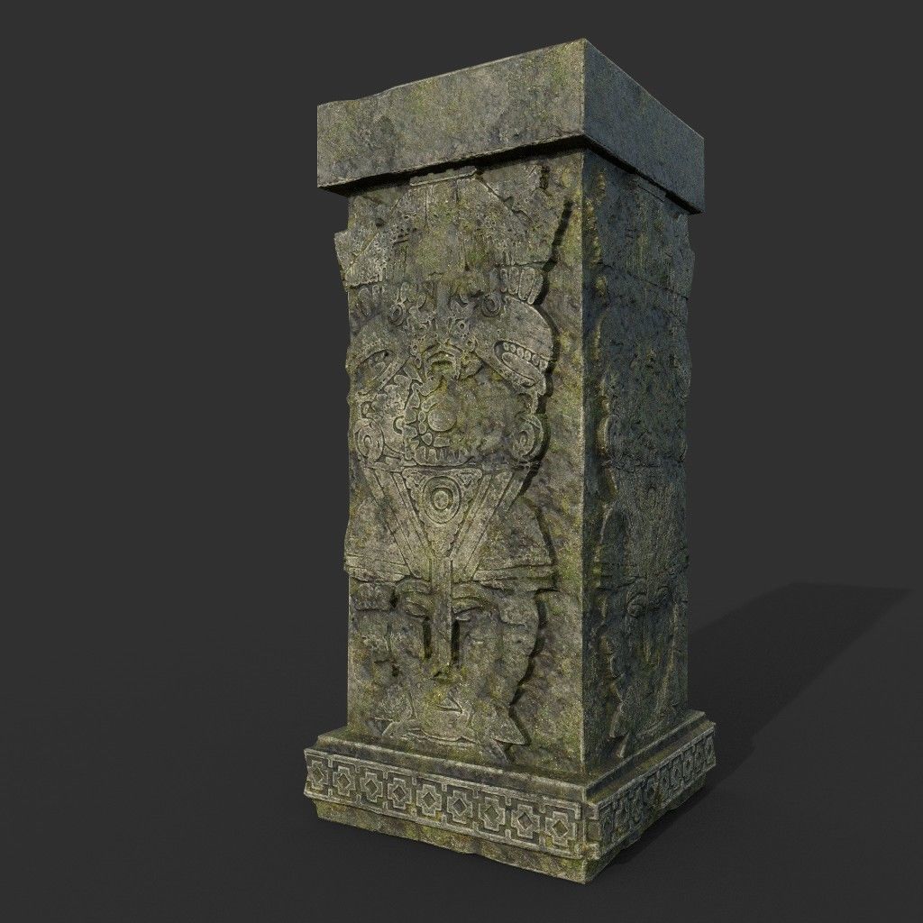 Low poly Mayan Inca Ruin Temple Modular Pack Low-poly 3D model_31