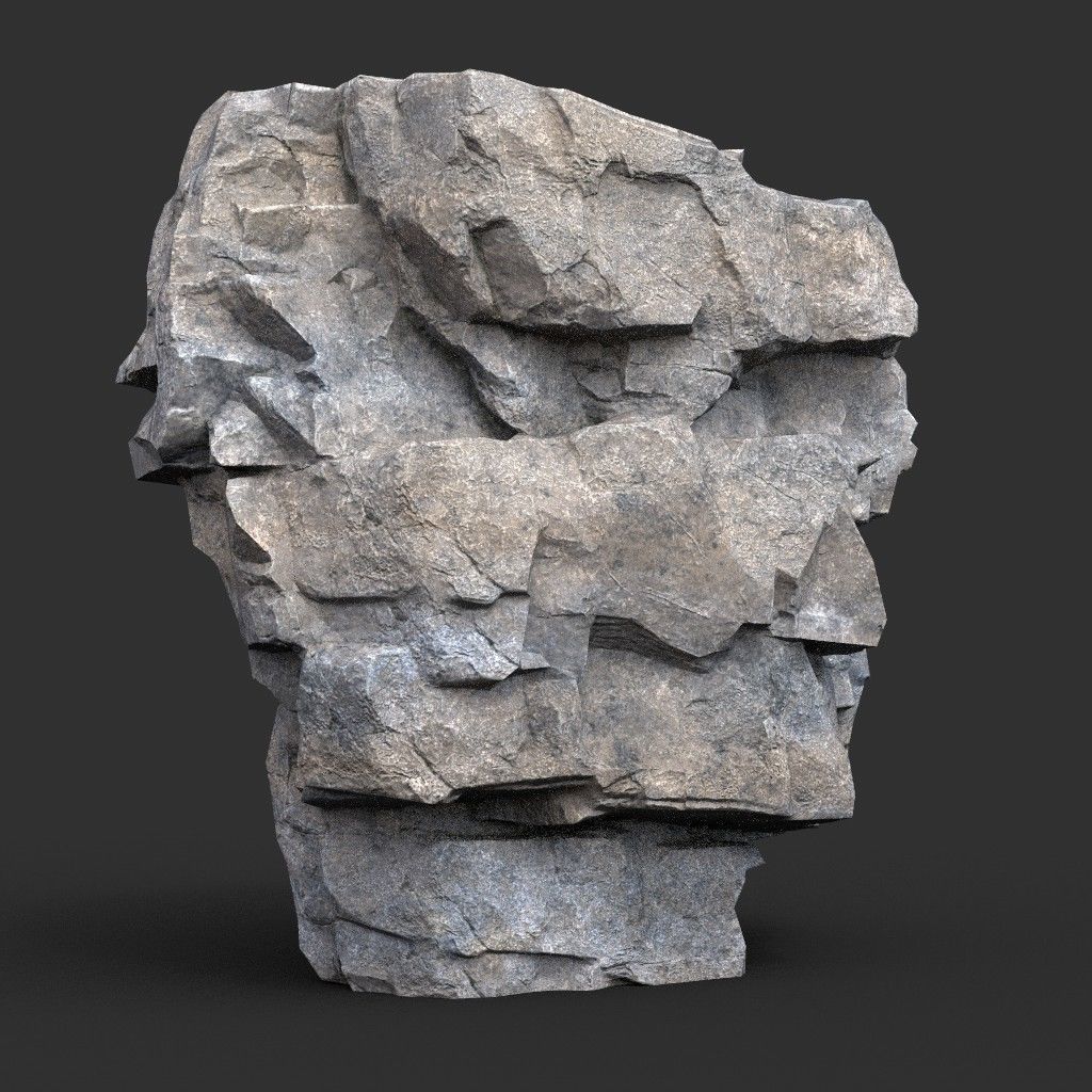 Low poly Gray Granite Rock Pack 200101 Low-poly 3D model_15