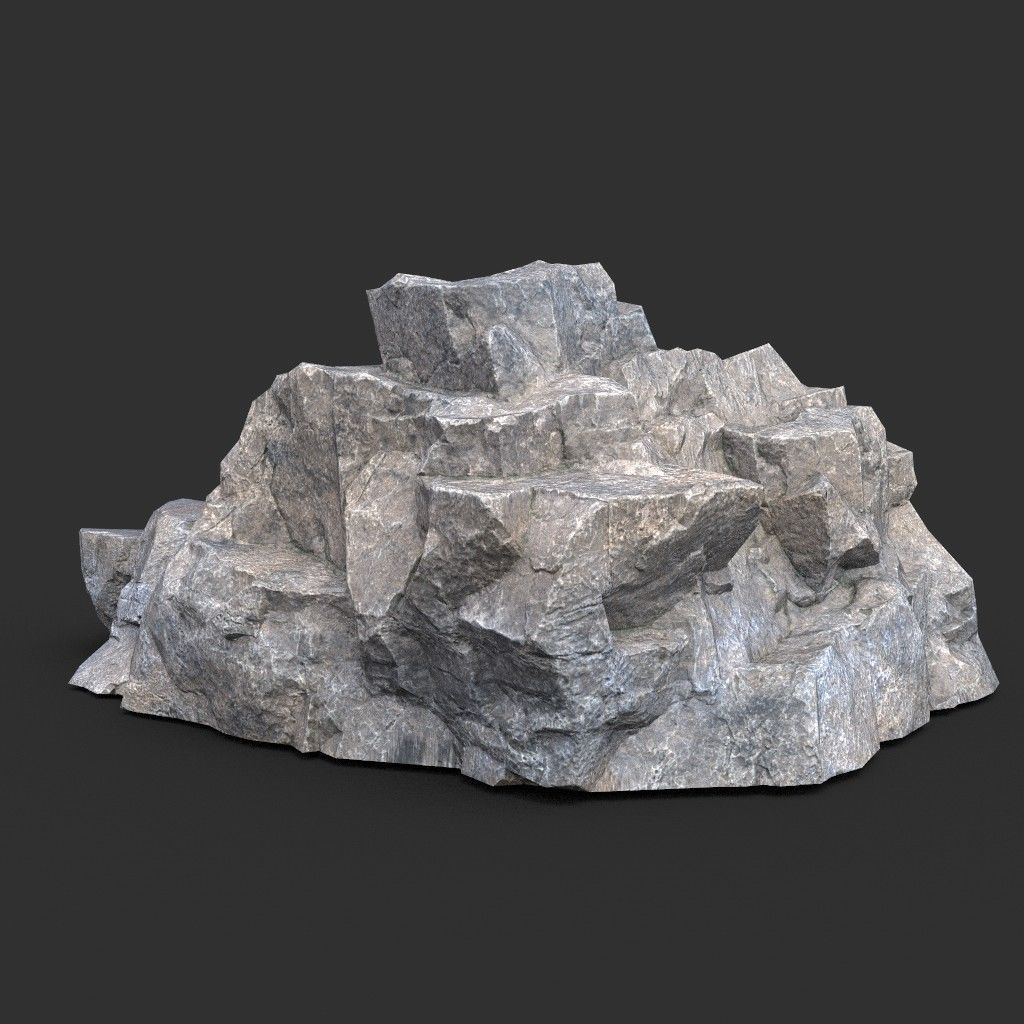 Low poly Gray Granite Rock Pack 200101 Low-poly 3D model_35