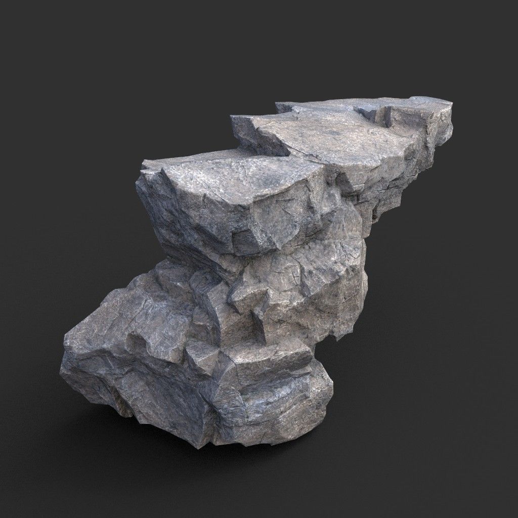 Low poly Gray Granite Rock Pack 200101 Low-poly 3D model_20