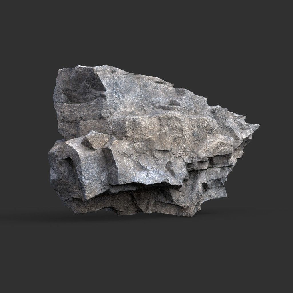 Low poly Gray Granite Rock Pack 200101 Low-poly 3D model_7