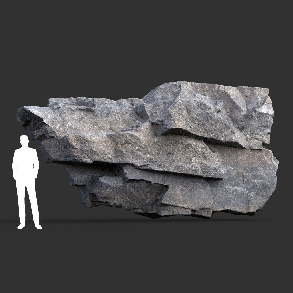 Low poly Gray Granite Rock Pack 200101 Low-poly 3D model_6