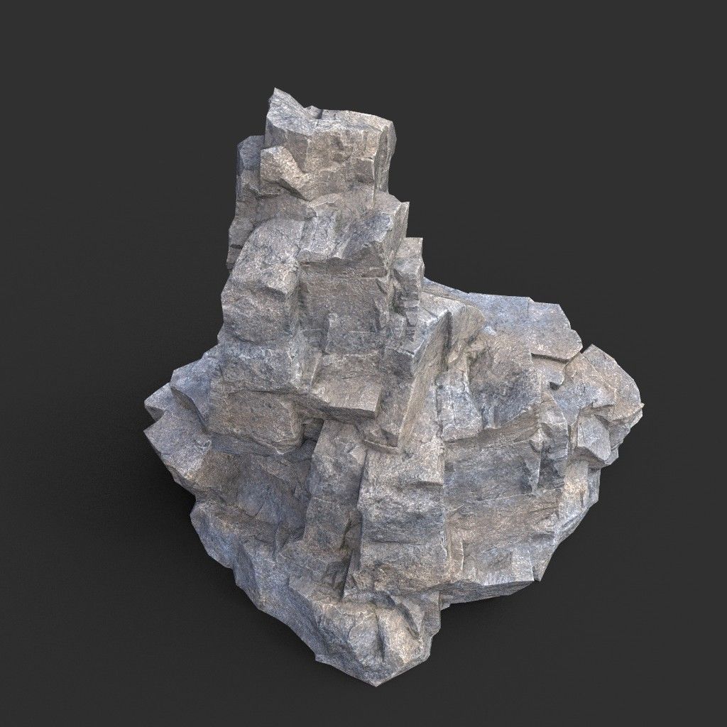 Low poly Gray Granite Rock Pack 200101 Low-poly 3D model_32