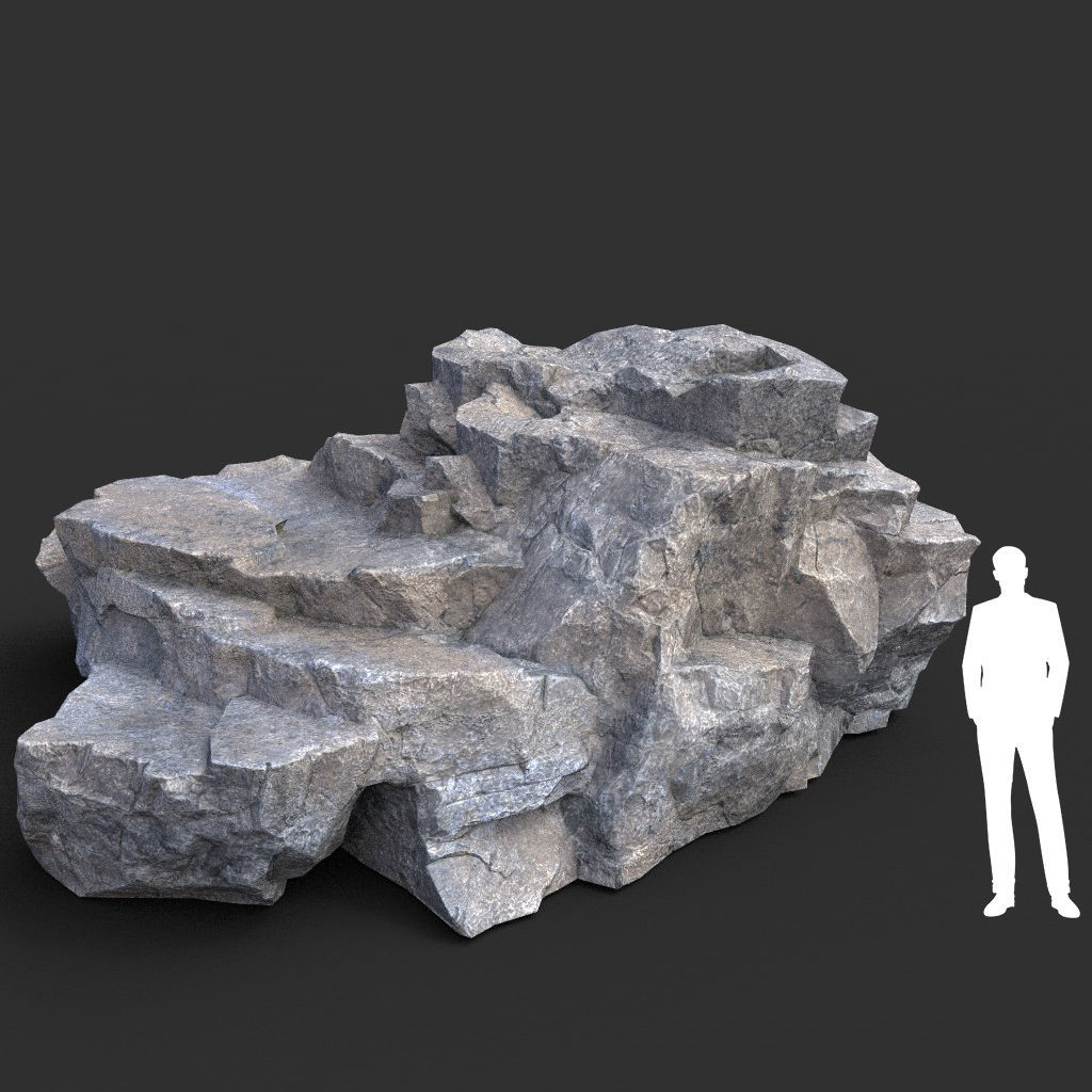 Low poly Gray Granite Rock Pack 200101 Low-poly 3D model_34