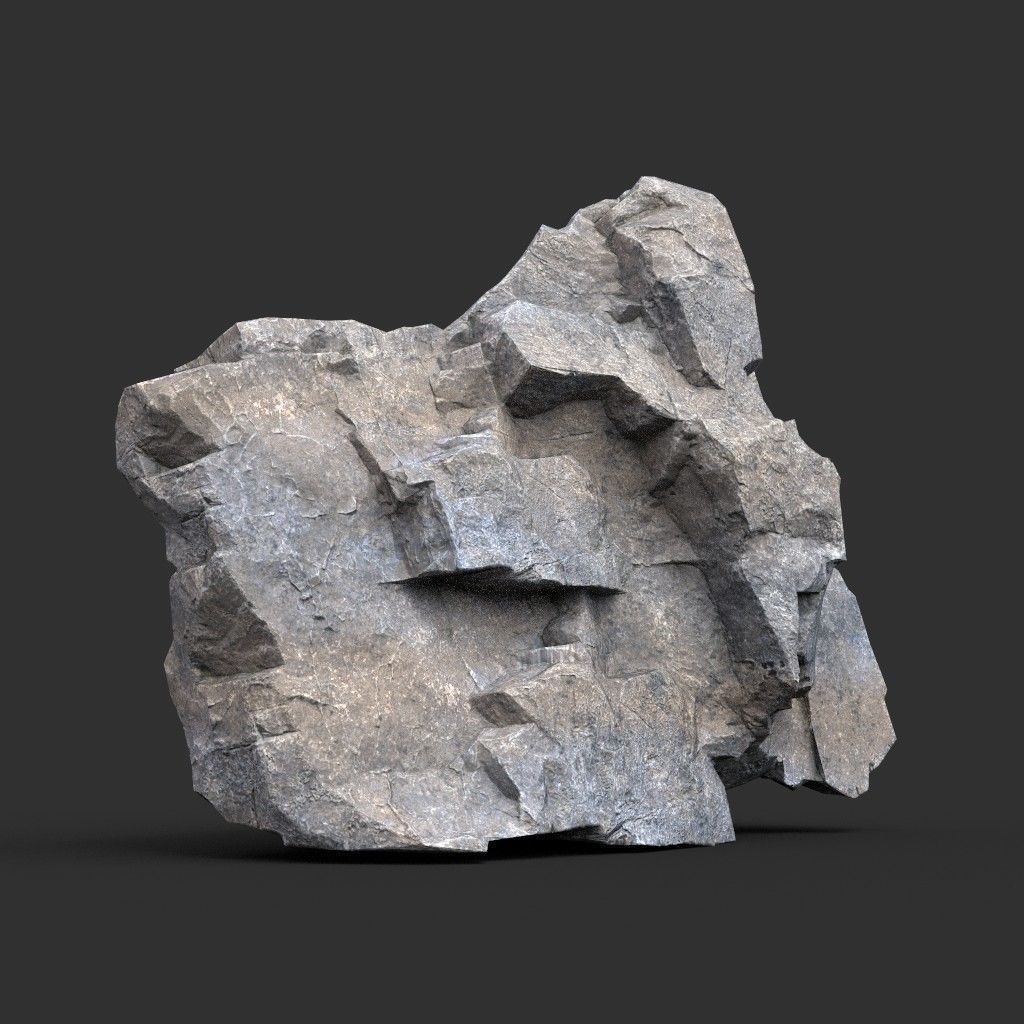 Low poly Gray Granite Rock Pack 200101 Low-poly 3D model_23