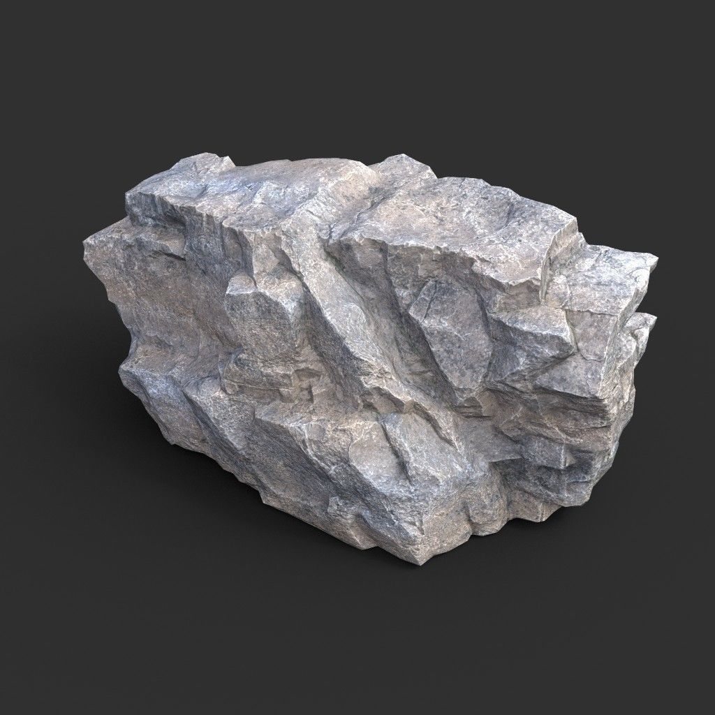Low poly Gray Granite Rock Pack 200101 Low-poly 3D model_4