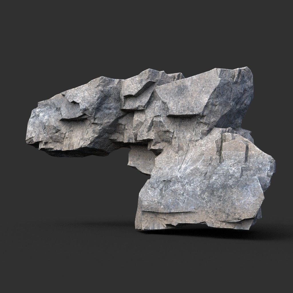 Low poly Gray Granite Rock Pack 200101 Low-poly 3D model_19